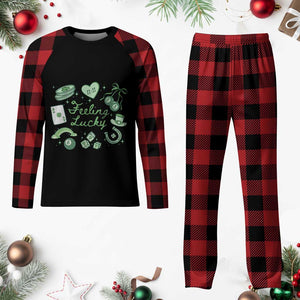 Feeling Lucky St Patricks Day Coquette Shamrock Plaid Pajama Set TS11 Buffalo Plaid Print Your Wear