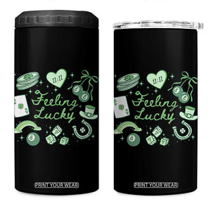 Feeling Lucky St Patricks Day Coquette Shamrock 4 in 1 Can Cooler Tumbler TS11 One Size: 16 oz Black Print Your Wear