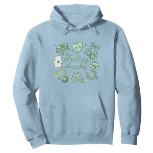 Feeling Lucky St Patricks Day Coquette Shamrock Hoodie TS11 Light Blue Print Your Wear