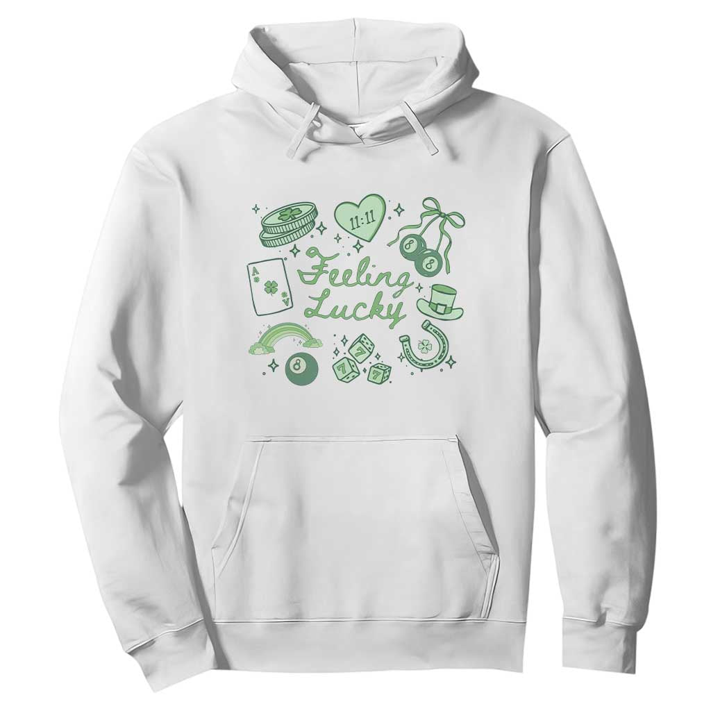 Feeling Lucky St Patricks Day Coquette Shamrock Hoodie TS11 White Print Your Wear