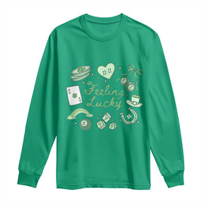 Feeling Lucky St Patricks Day Coquette Shamrock Long Sleeve Shirt TS11 Irish Green Print Your Wear