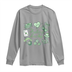 Feeling Lucky St Patricks Day Coquette Shamrock Long Sleeve Shirt TS11 Sport Gray Print Your Wear