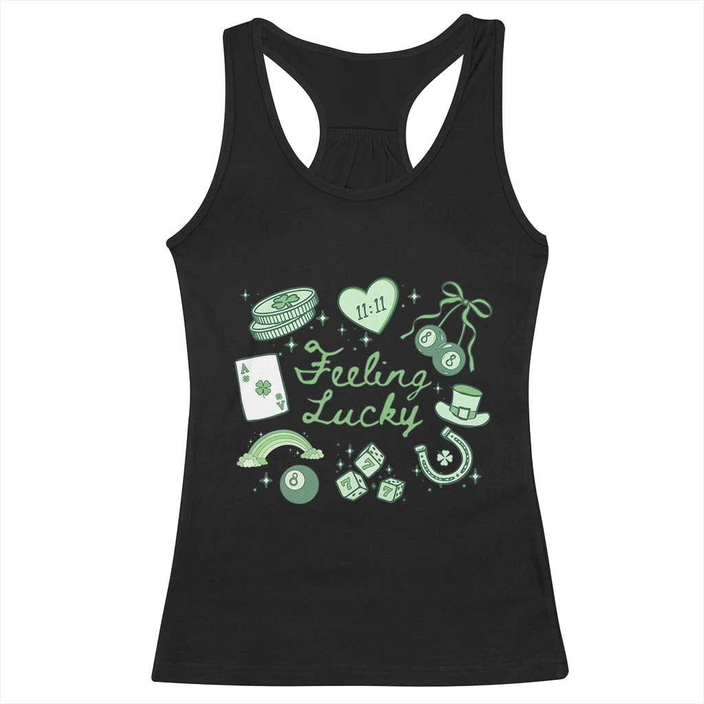 Feeling Lucky St Patricks Day Coquette Shamrock Racerback Tank Top TS11 Black Print Your Wear