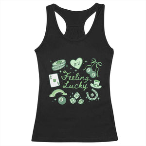 Feeling Lucky St Patricks Day Coquette Shamrock Racerback Tank Top TS11 Black Print Your Wear