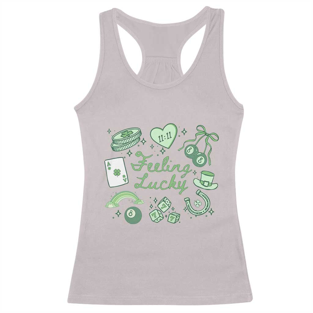 Feeling Lucky St Patricks Day Coquette Shamrock Racerback Tank Top TS11 Ice Gray Print Your Wear