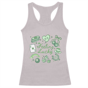 Feeling Lucky St Patricks Day Coquette Shamrock Racerback Tank Top TS11 Ice Gray Print Your Wear