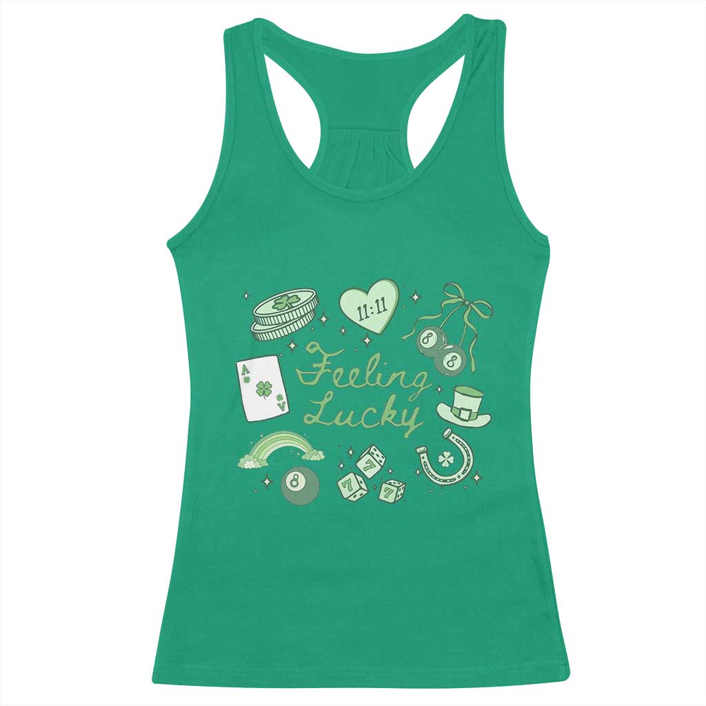 Feeling Lucky St Patricks Day Coquette Shamrock Racerback Tank Top TS11 Irish Green Print Your Wear
