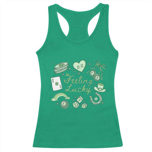 Feeling Lucky St Patricks Day Coquette Shamrock Racerback Tank Top TS11 Irish Green Print Your Wear