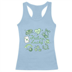 Feeling Lucky St Patricks Day Coquette Shamrock Racerback Tank Top TS11 Light Blue Print Your Wear