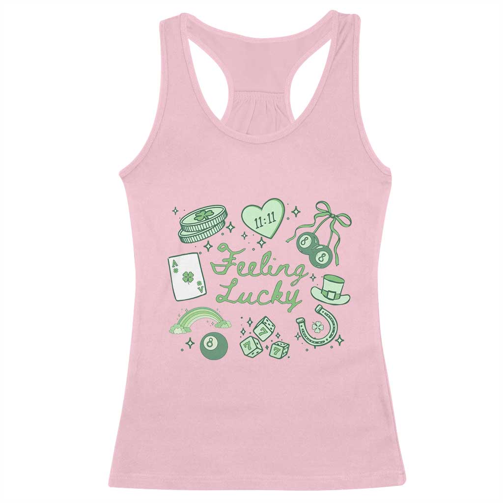 Feeling Lucky St Patricks Day Coquette Shamrock Racerback Tank Top TS11 Light Pink Print Your Wear