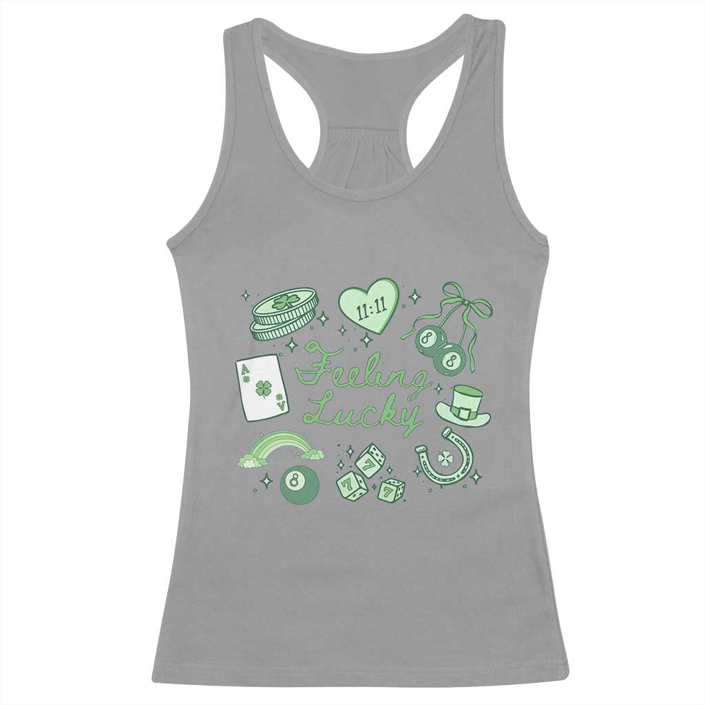 Feeling Lucky St Patricks Day Coquette Shamrock Racerback Tank Top TS11 Sport Gray Print Your Wear