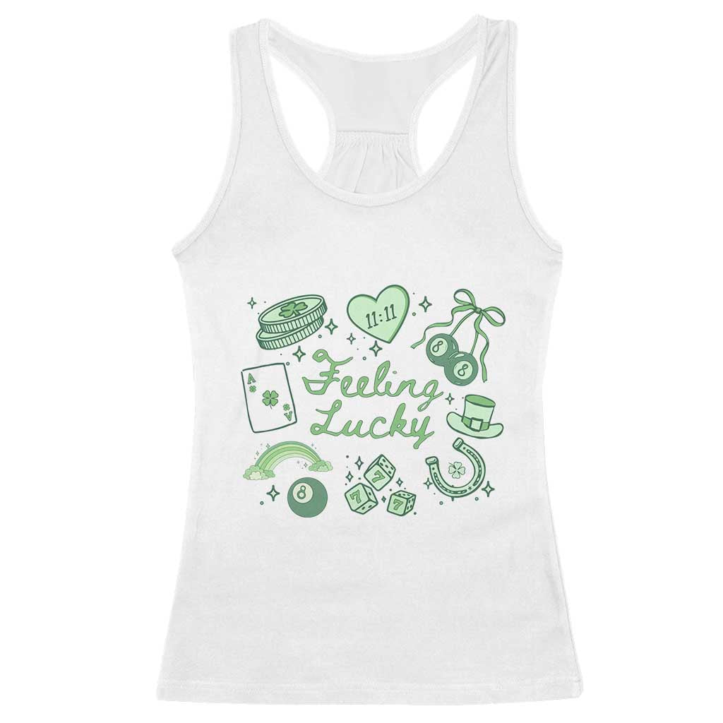 Feeling Lucky St Patricks Day Coquette Shamrock Racerback Tank Top TS11 White Print Your Wear