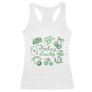 Feeling Lucky St Patricks Day Coquette Shamrock Racerback Tank Top TS11 White Print Your Wear