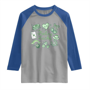 Feeling Lucky St Patricks Day Coquette Shamrock Raglan Shirt TS11 Sport Gray Royal Print Your Wear