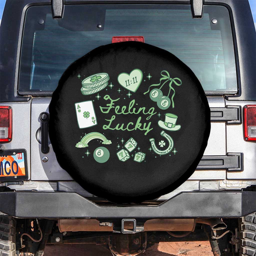 Feeling Lucky St Patricks Day Coquette Shamrock Spare Tire Cover TS11 No hole Black Print Your Wear