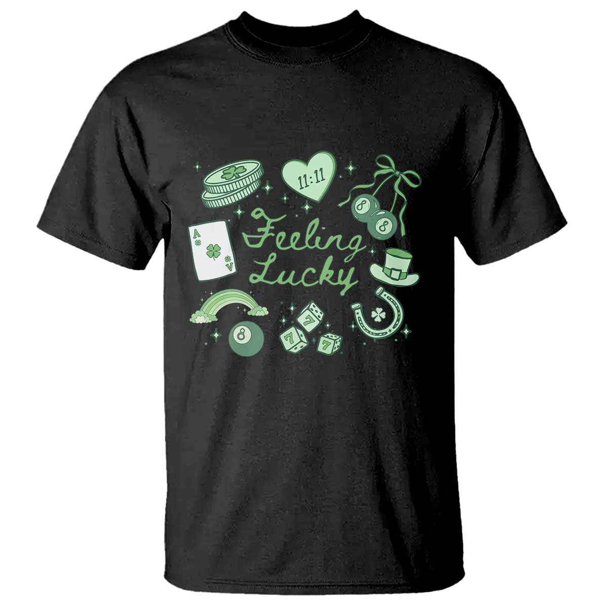 Feeling Lucky St Patricks Day Coquette Shamrock T Shirt TS11 Black Print Your Wear