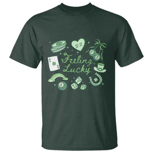 Feeling Lucky St Patricks Day Coquette Shamrock T Shirt TS11 Dark Forest Green Print Your Wear