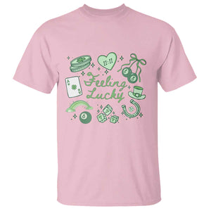 Feeling Lucky St Patricks Day Coquette Shamrock T Shirt TS11 Light Pink Print Your Wear