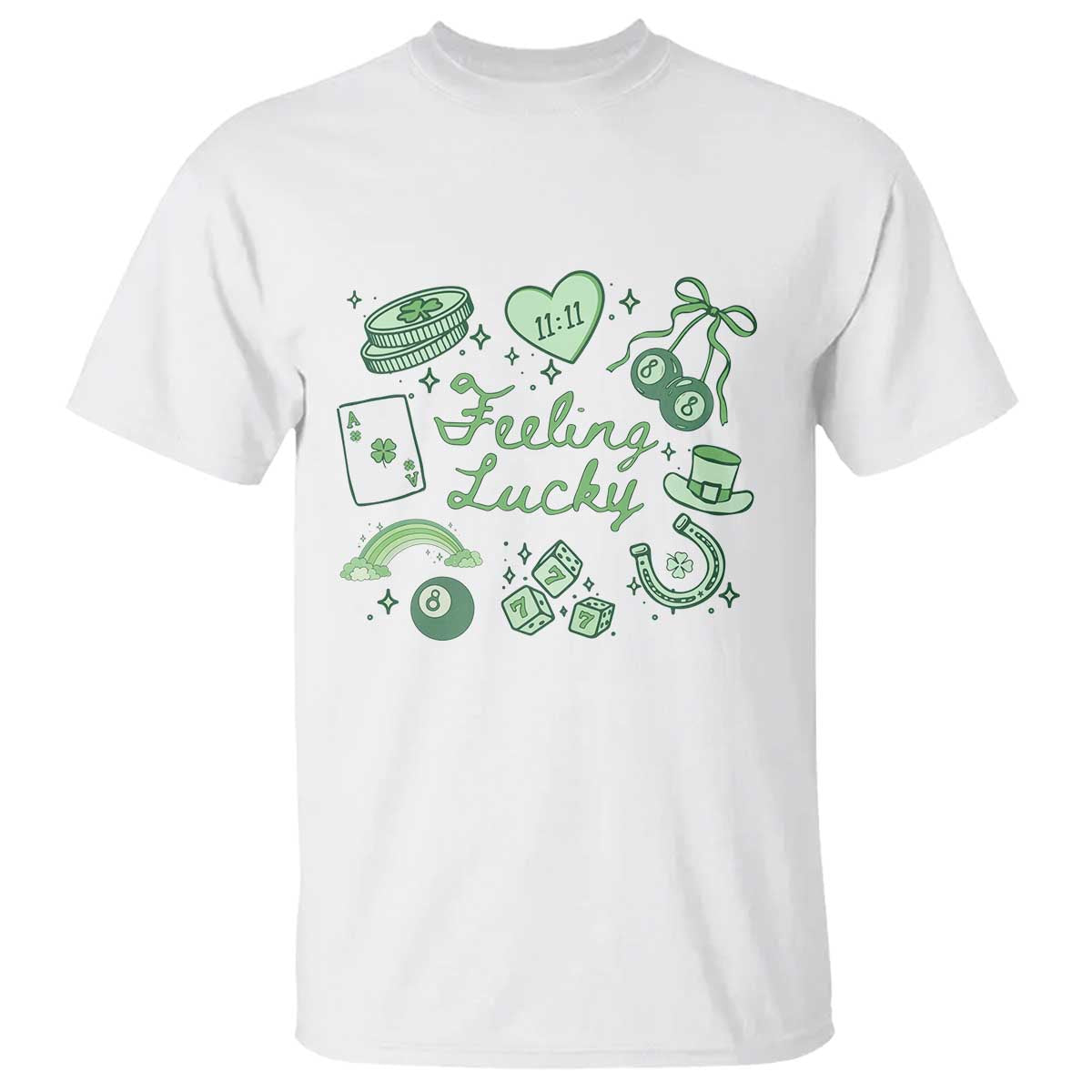Feeling Lucky St Patricks Day Coquette Shamrock T Shirt TS11 White Print Your Wear