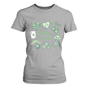Feeling Lucky St Patricks Day Coquette Shamrock T Shirt For Women TS11 Sport Gray Print Your Wear
