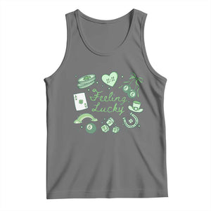 Feeling Lucky St Patricks Day Coquette Shamrock Tank Top TS11 Black Heather Print Your Wear