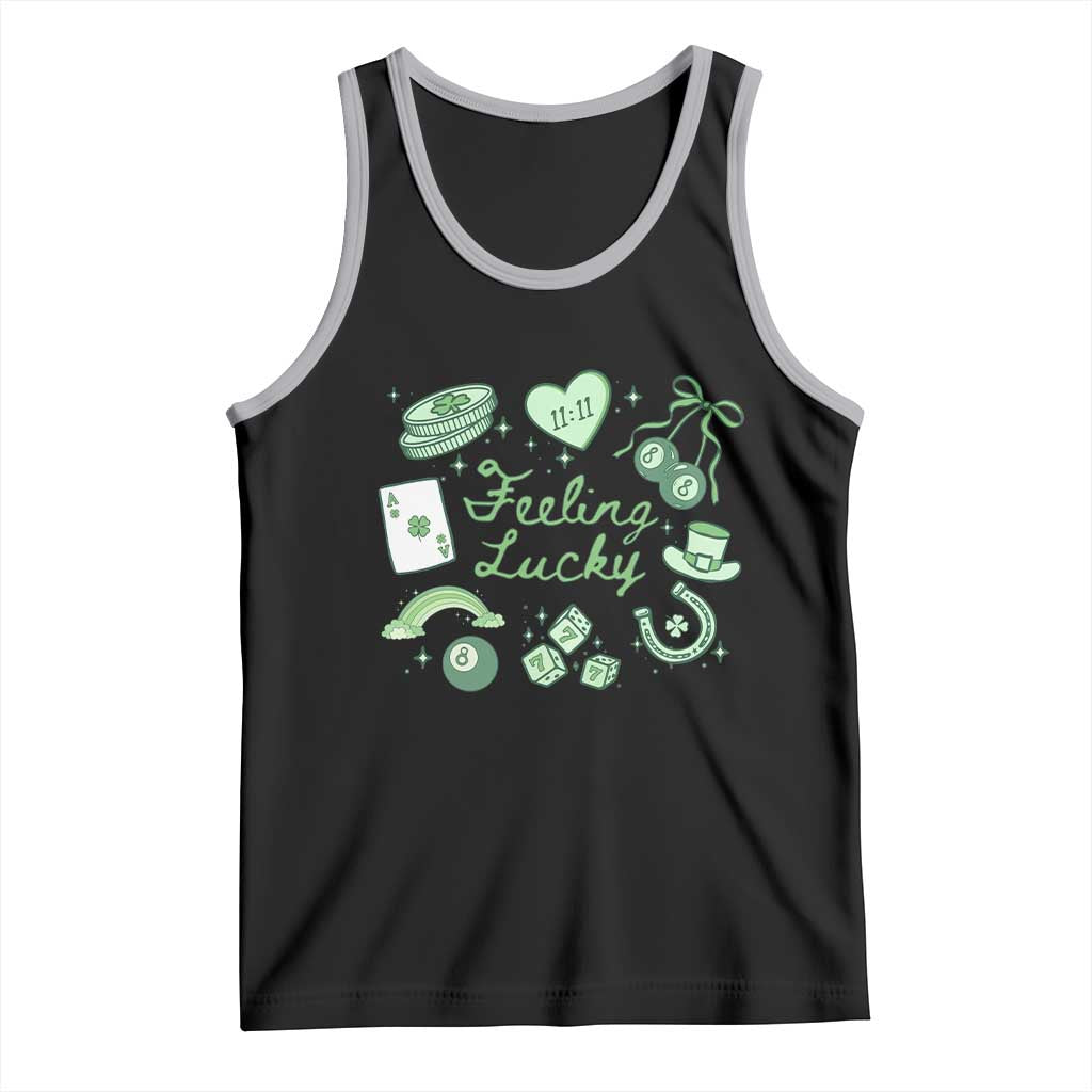 Feeling Lucky St Patricks Day Coquette Shamrock Tank Top TS11 Black Athletic Heather Print Your Wear