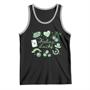 Feeling Lucky St Patricks Day Coquette Shamrock Tank Top TS11 Black Athletic Heather Print Your Wear