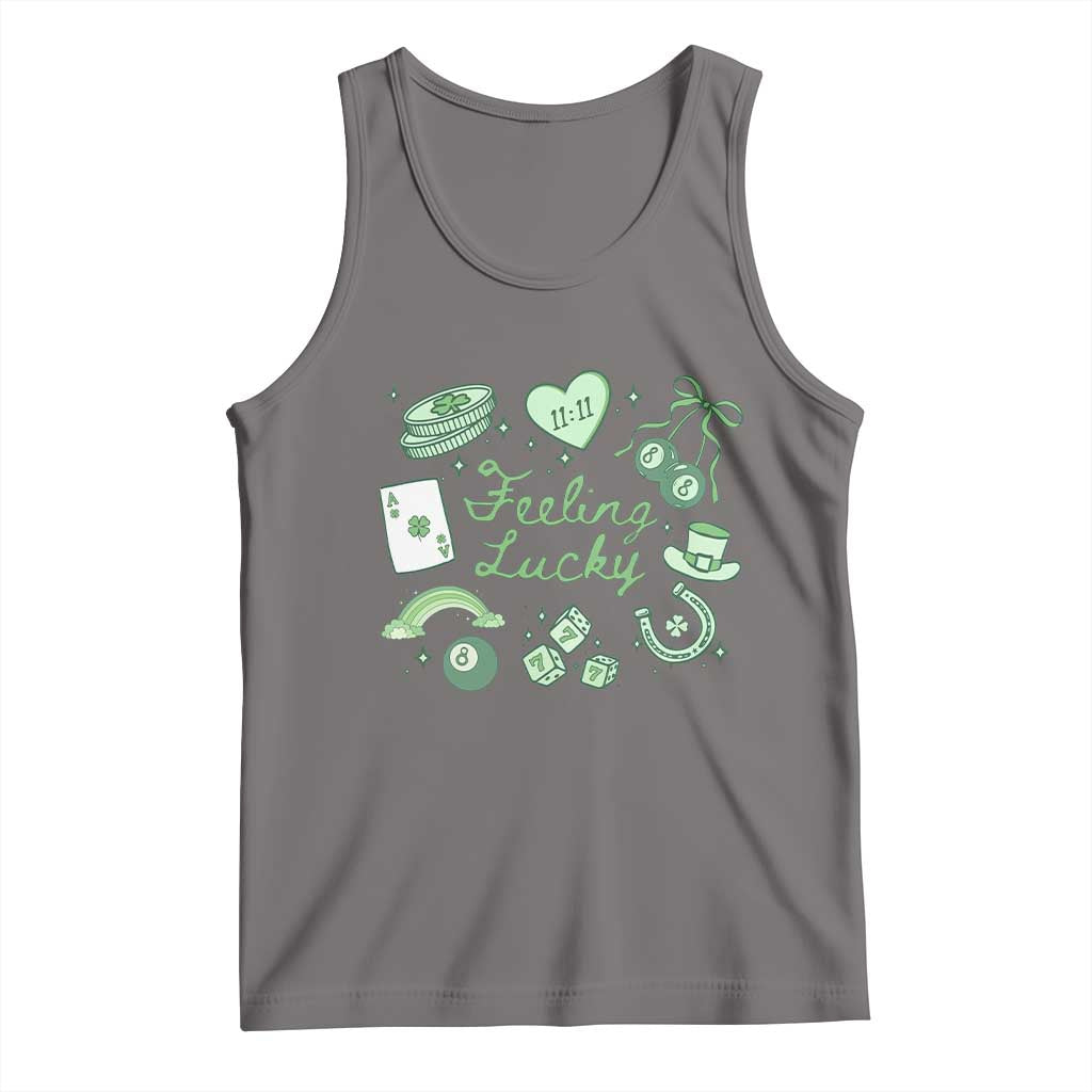 Feeling Lucky St Patricks Day Coquette Shamrock Tank Top TS11 Deep Heather Print Your Wear