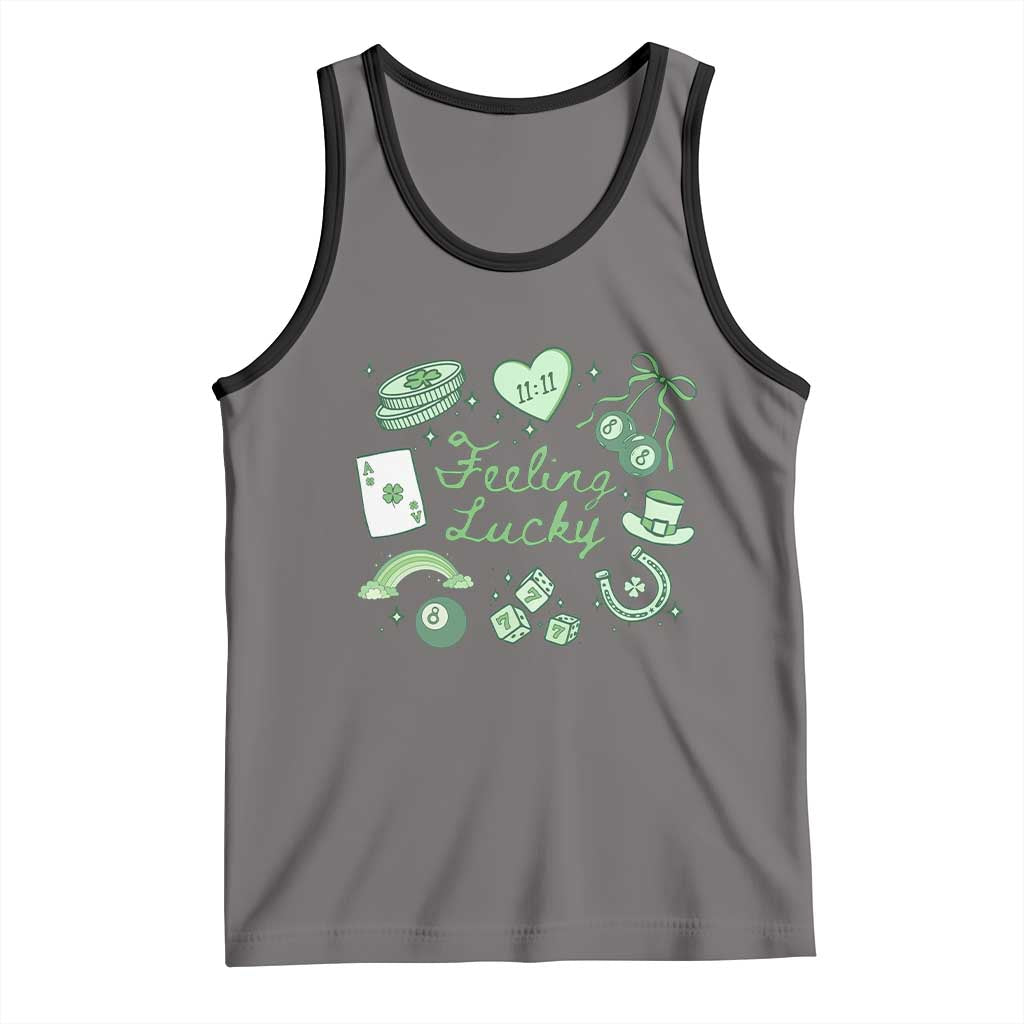 Feeling Lucky St Patricks Day Coquette Shamrock Tank Top TS11 Deep Heather Black Print Your Wear