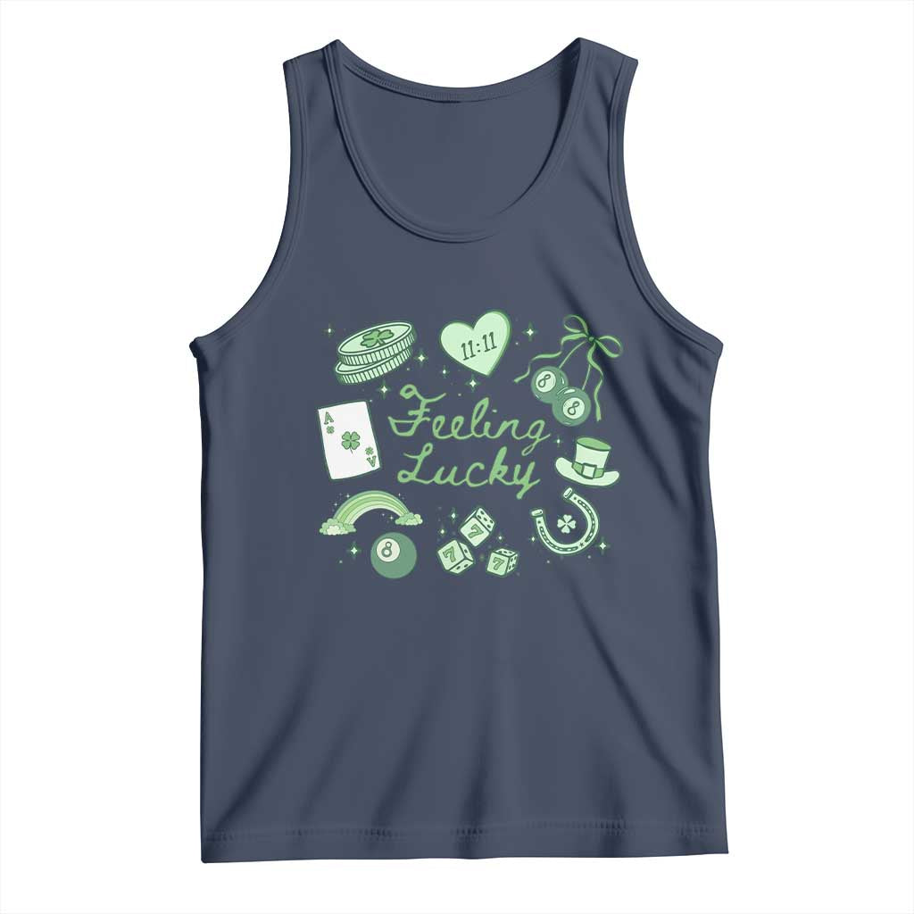 Feeling Lucky St Patricks Day Coquette Shamrock Tank Top TS11 Navy Print Your Wear