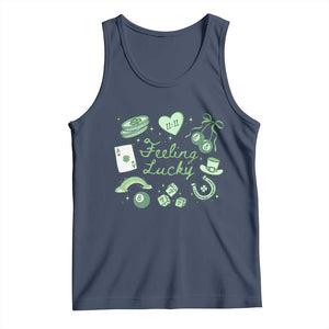 Feeling Lucky St Patricks Day Coquette Shamrock Tank Top TS11 Navy Print Your Wear