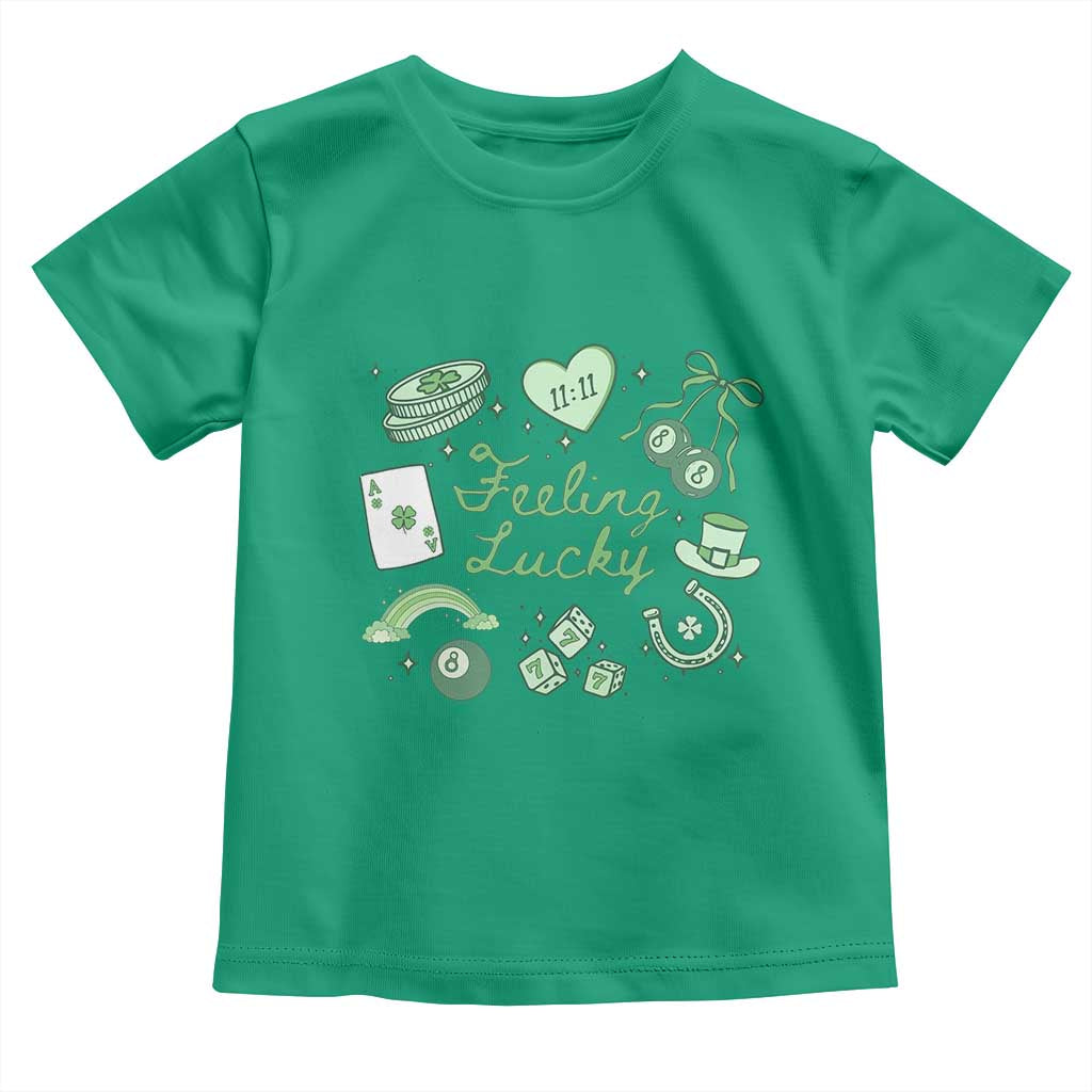 Feeling Lucky St Patricks Day Coquette Shamrock Toddler T Shirt TS11 Irish Green Print Your Wear
