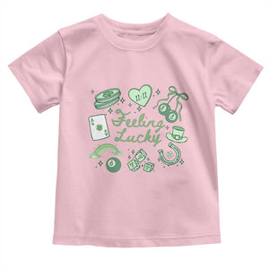 Feeling Lucky St Patricks Day Coquette Shamrock Toddler T Shirt TS11 Light Pink Print Your Wear