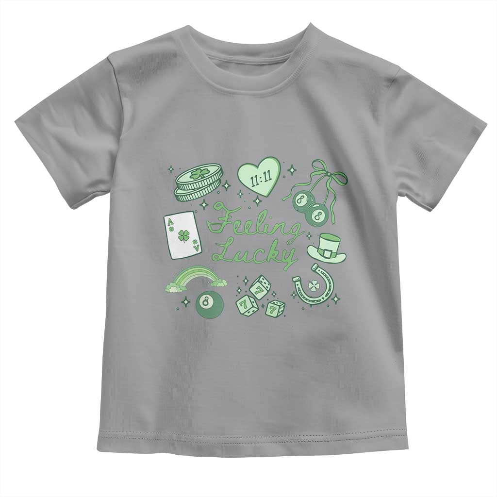 Feeling Lucky St Patricks Day Coquette Shamrock Toddler T Shirt TS11 Sport Gray Print Your Wear