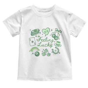 Feeling Lucky St Patricks Day Coquette Shamrock Toddler T Shirt TS11 White Print Your Wear