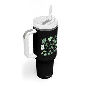 Feeling Lucky St Patricks Day Coquette Shamrock Tumbler With Handle TS11 Print Your Wear