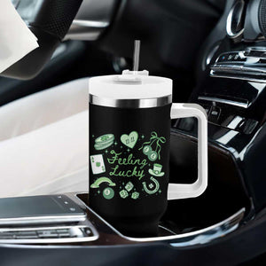Feeling Lucky St Patricks Day Coquette Shamrock Tumbler With Handle TS11 Print Your Wear