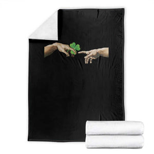 Funny St Patricks Day Shamrock The Creation of Adam Meme Throw Blanket TS11 Black Print Your Wear