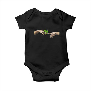 Funny St Patricks Day Shamrock The Creation of Adam Meme Baby Onesie TS11 Black Print Your Wear