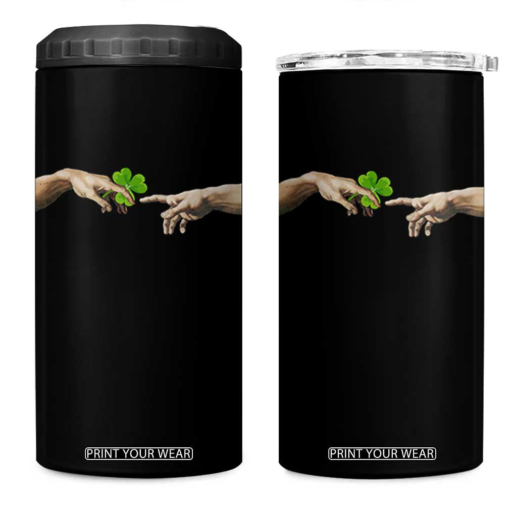 Funny St Patricks Day Shamrock The Creation of Adam Meme 4 in 1 Can Cooler Tumbler TS11 One Size: 16 oz Black Print Your Wear