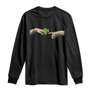 Funny St Patricks Day Shamrock The Creation of Adam Meme Long Sleeve Shirt TS11 Black Print Your Wear