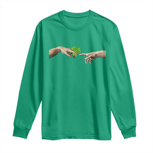 Funny St Patricks Day Shamrock The Creation of Adam Meme Long Sleeve Shirt TS11 Irish Green Print Your Wear