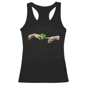 Funny St Patricks Day Shamrock The Creation of Adam Meme Racerback Tank Top TS11 Black Print Your Wear