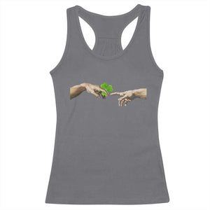 Funny St Patricks Day Shamrock The Creation of Adam Meme Racerback Tank Top TS11 Charcoal Print Your Wear