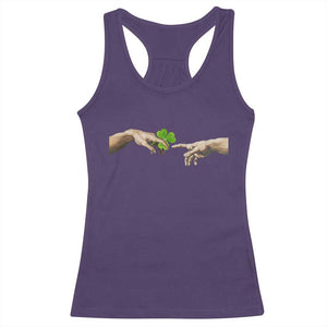 Funny St Patricks Day Shamrock The Creation of Adam Meme Racerback Tank Top TS11 Purple Print Your Wear
