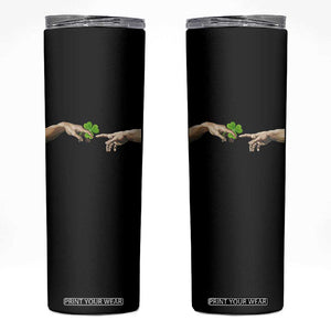 Funny St Patricks Day Shamrock The Creation of Adam Meme Skinny Tumbler TS11 Black Print Your Wear