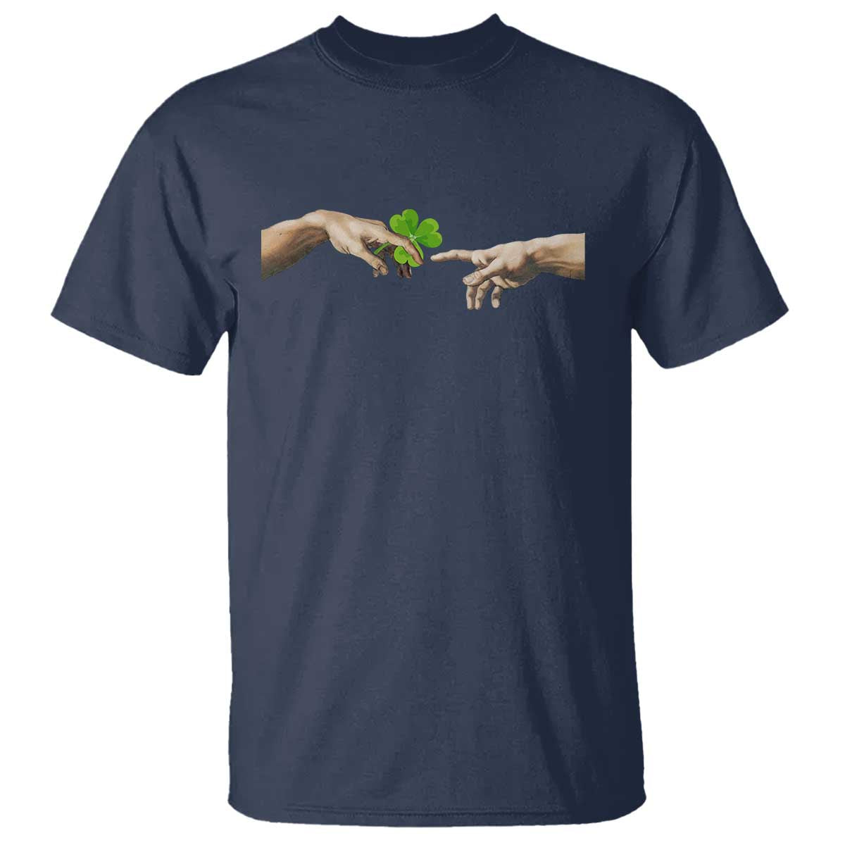 Funny St Patricks Day Shamrock The Creation of Adam Meme T Shirt TS11 Navy Print Your Wear