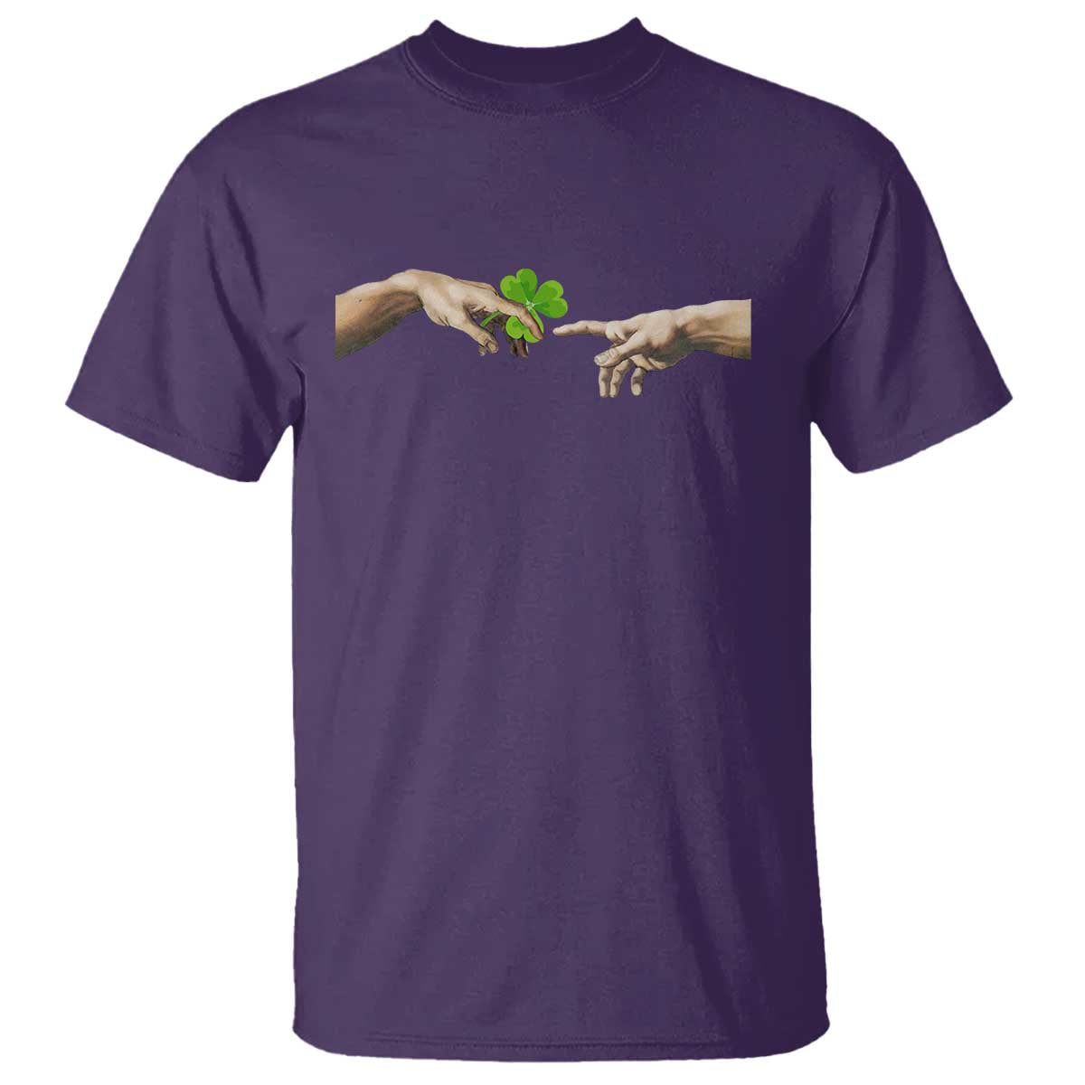 Funny St Patricks Day Shamrock The Creation of Adam Meme T Shirt TS11 Purple Print Your Wear