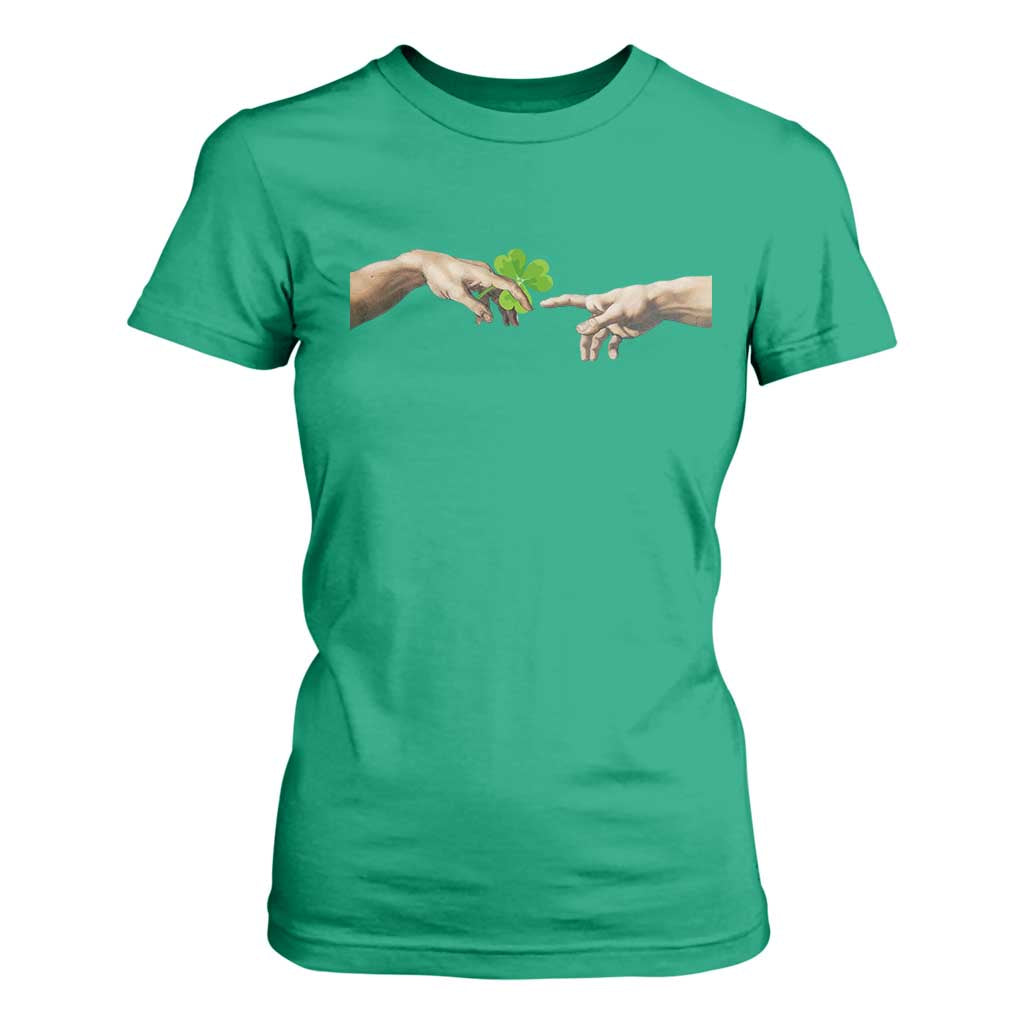 Funny St Patricks Day Shamrock The Creation of Adam Meme T Shirt For Women TS11 Irish Green Print Your Wear
