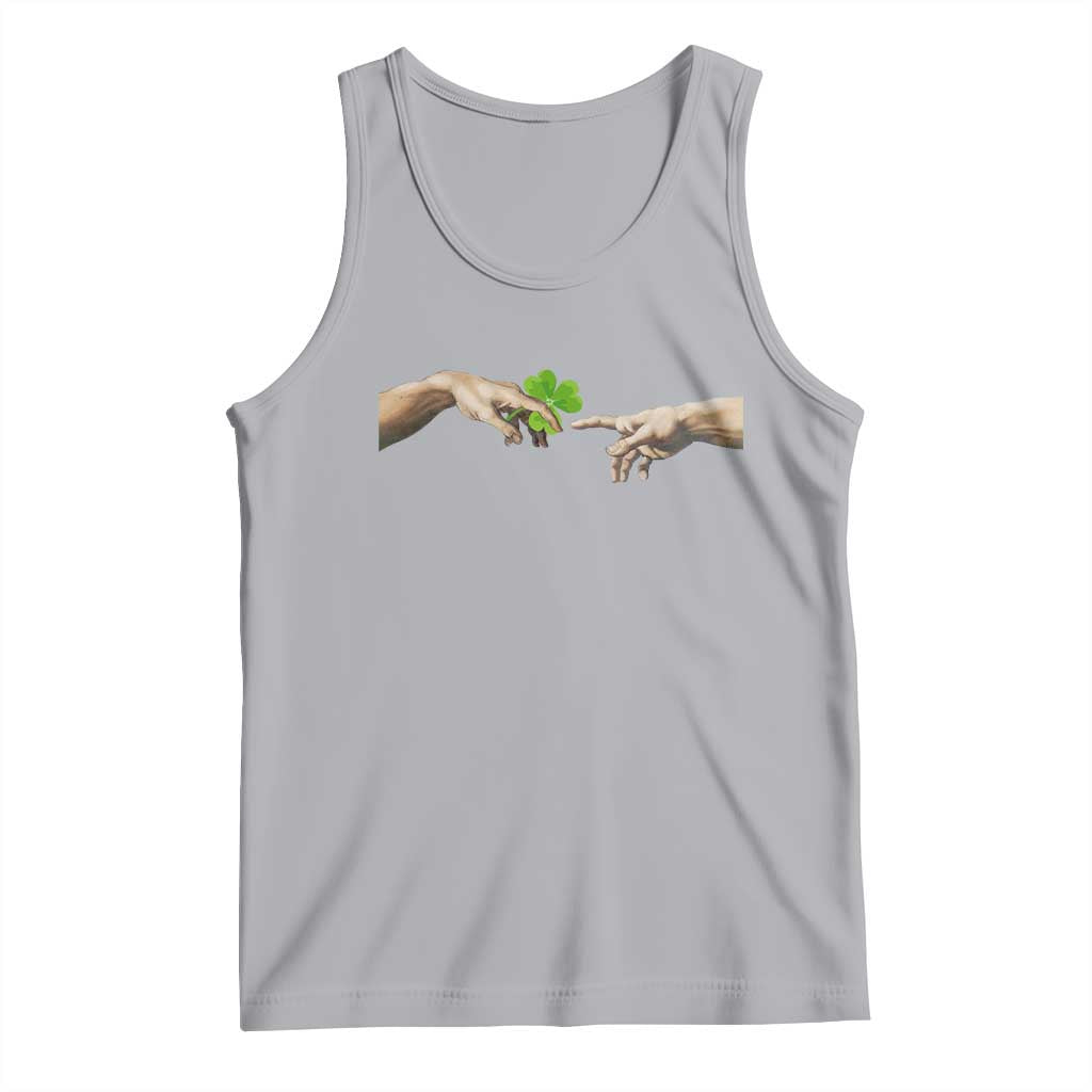 Funny St Patricks Day Shamrock The Creation of Adam Meme Tank Top TS11 Athletic Heather Print Your Wear